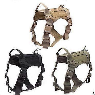Tactical Dog Harness Nylon Handle Adjustable Training Harness Pet Working Vest(1pcs-black)