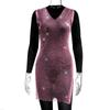 Women's Grid Flash Diamond Fishnet Dress Spice Girl Wind Dress Sex Dress