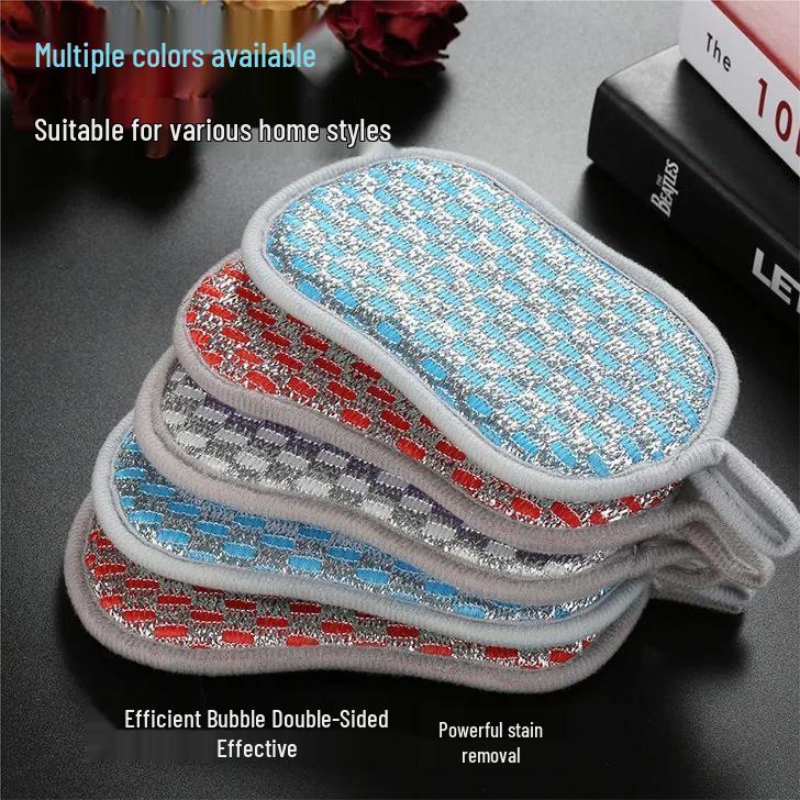 Double-Sided Non-Stick Kitchen Sponge & Scourer Brush