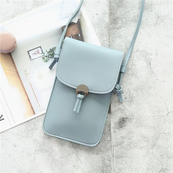 

Портативный мини-сенсорный экран из искусственной кожи, сумка для подгузников, карман для мобильного телефона, сумка через плечо, дорожная сумка небесно-голубой