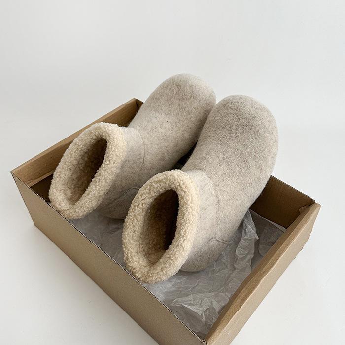 Women s soft elastic thick soles winter fur one warm anti-cold padded snow boots non-slip wear casual sports furry mouth cotton boots 40 бежевый 2750₽