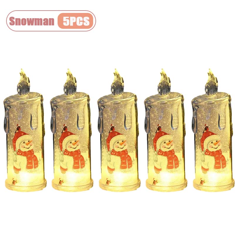 1-5 SZTUK LED Dekoracja Świąteczna Bezpłomieniowa Elektroniczna Świeca Realistyczne Kapiące Łzy Ozdoba Święty Mikołaj Bałwan Dekoracja Stołu