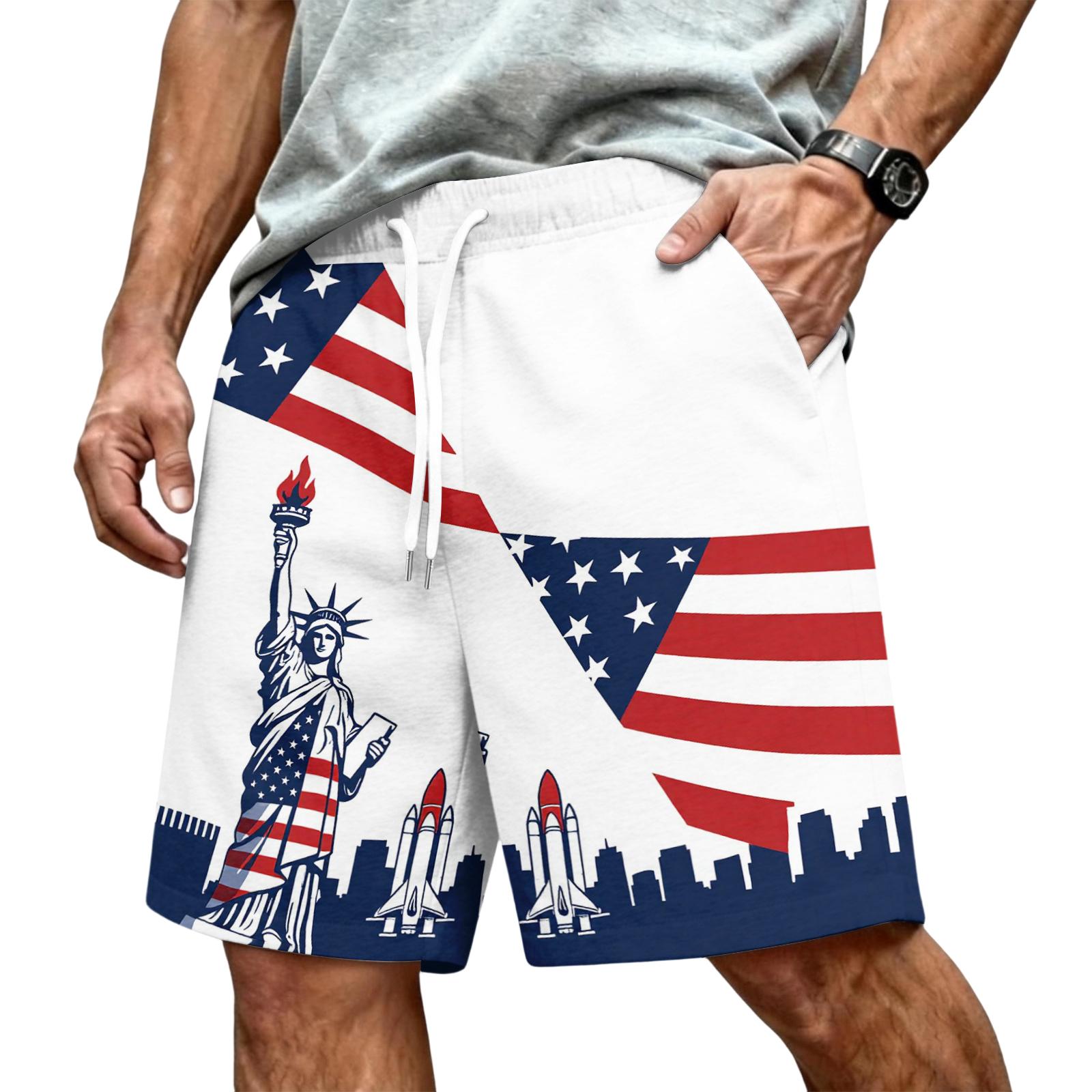 

Men Swim Shorts with Drawstring Waistband We the 250 Years of USA Flag Print Lightweight Quick Dry M розовый