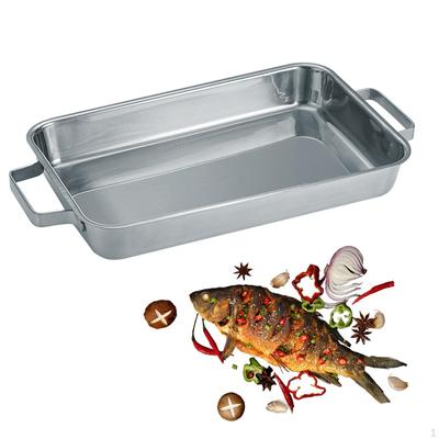 Fish Deep Baking Tray, Pan Roasting with Handles, Rectangle Seafood Plate for Meat