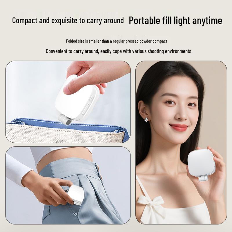 Portable Magnetic Magsafe Makeup Mirror Light for Travel and Live Streaming