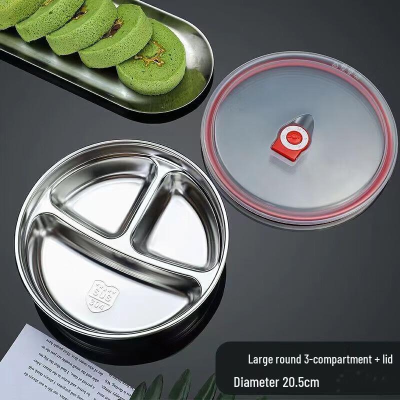 Stainless Steel Two-Compartment Meal Plate