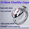 25Stainless Steel Chastity Cage Silver Faux Pussy Slave Male Four Size Carabiner Bondage Gay Penis Lock Adult Fetish Erotic Toys