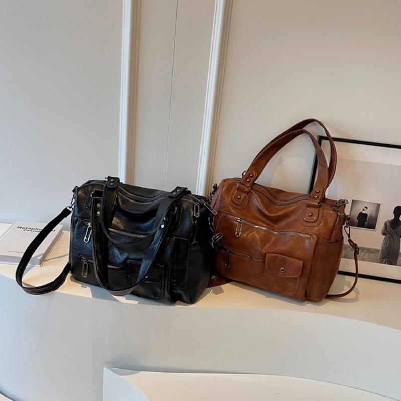 Vintage kabelka tote z PU kůže v evropském stylu Dámská velkokapacitní ležérní kabelka přes rameno crossbody Módní KTY