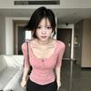Pure Desire Sweet Spice Girl Versatile T-shirt Women's Summer New Tight Short-sleeved Korean Chic Chic Button-up Top