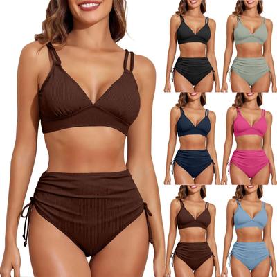 Damskie Solidne Bikini Sense z Biustonoszem Bez Stali Nierdzewnej