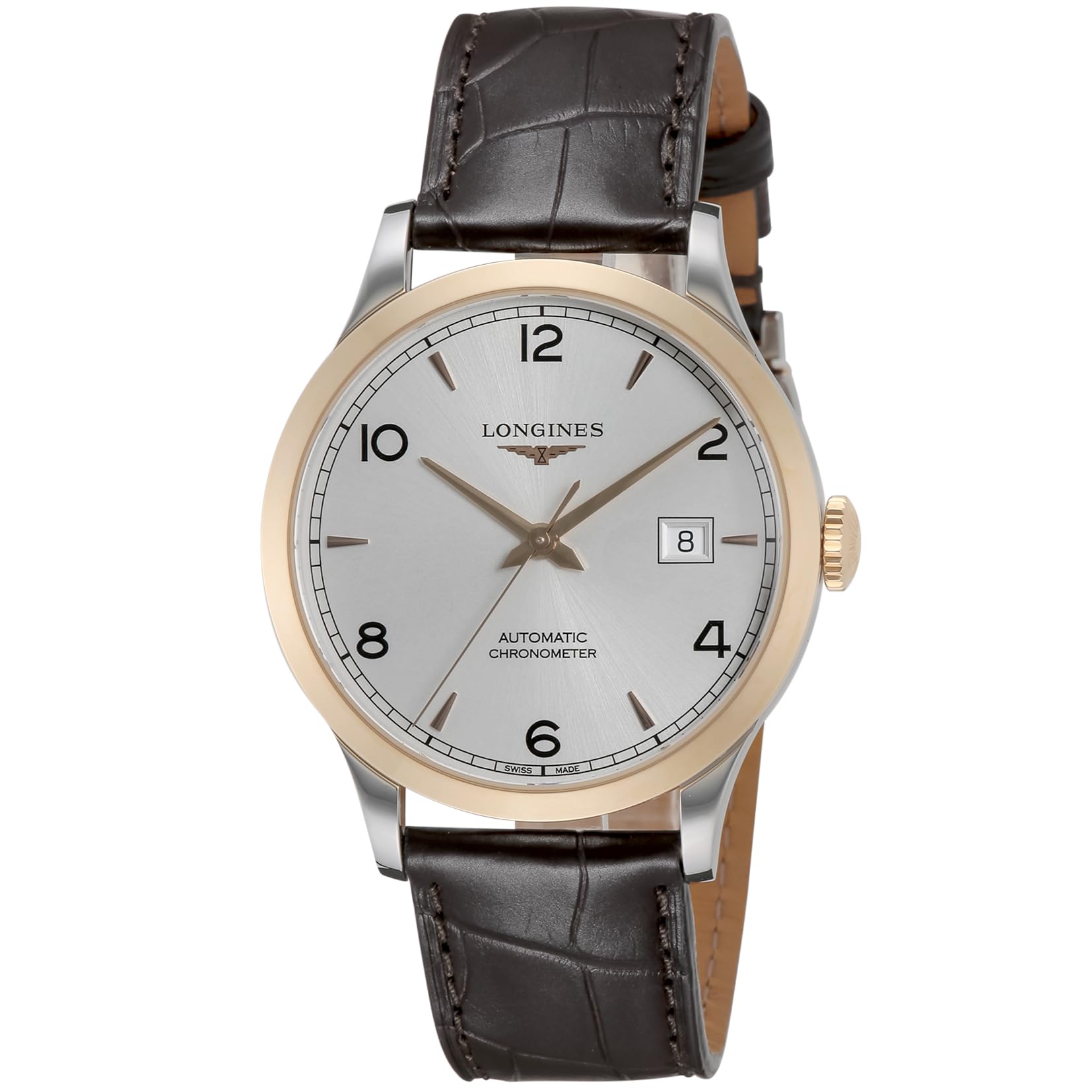 

Watch RECORD Automatic Winding 3 ATM Water Resistant Sapphire Glass Silver Dial Stainless Pink Gold Brown [Longines] Men s Steel/K18 L2.821.5.76.2