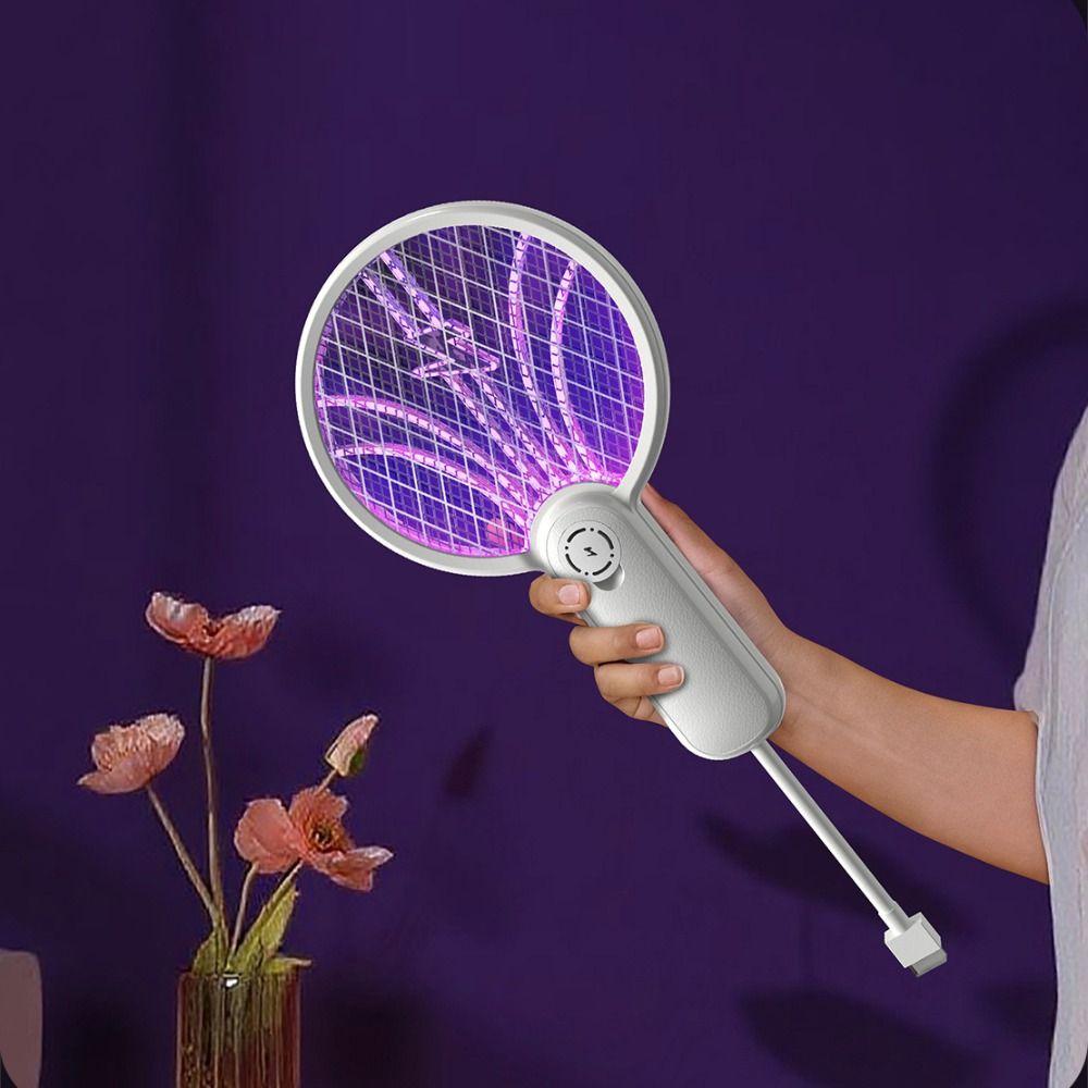 Portable Electric Mosquito Racket Mini Plug-in Mosquito Killer Fly Swatter Bug Zapper Household