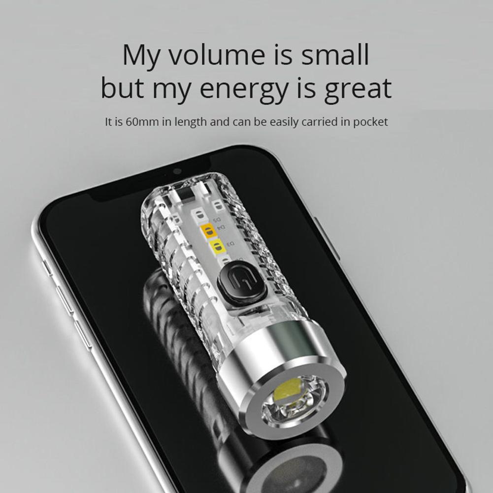 LED SMD Mini Torch Lamp Adjustable Emergency Light High Brightness Type-C USB Charging for Camping Hiking Emergency