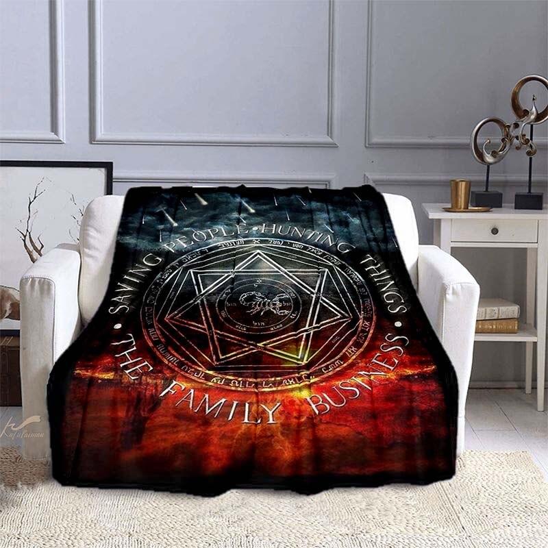 TV Series Supernatural 3D Printed Blanket Couch Cover Travel Bedding Plush Throw Blanket Bedspread for Kids Men Flannel Blanket