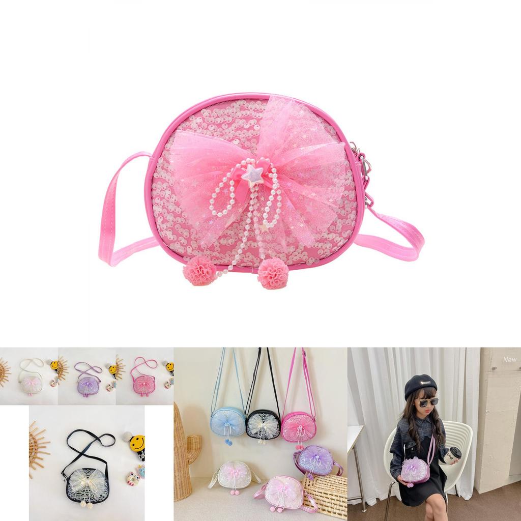 Adorable Ins Children's Bag Fashionable Cute Bow Sequin Little Round Bag For Kids