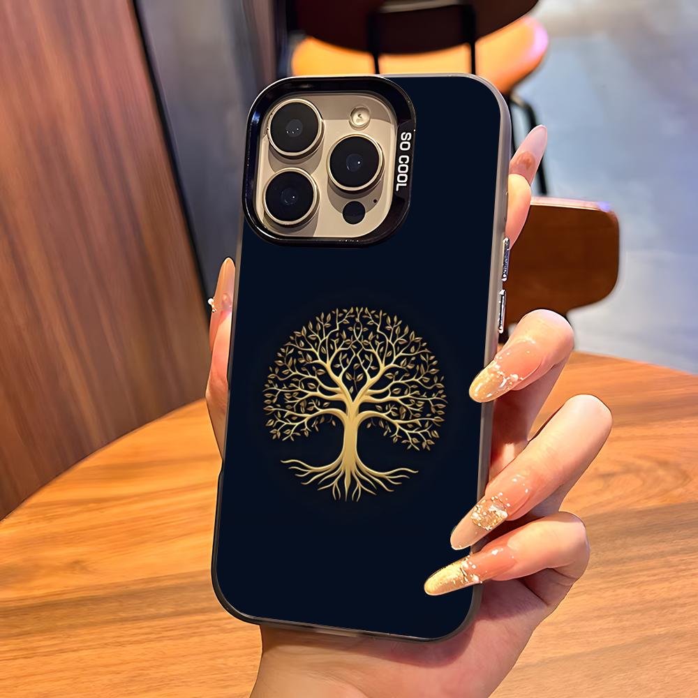 World Life Tree Phone Case For IPhone17 Air 16 15 14 Plus 13 12 11 Pro 7 8 XS Max XR Silver Black Bumper Case