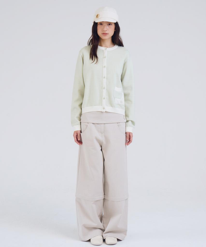 OAFISH Belted Panel Convertible Pants, Light Gray