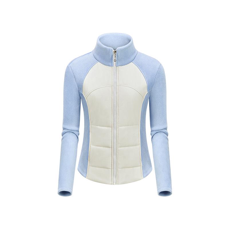 Women s Colorblock Quilted Fleece Golf Jacket - Warm, Long Sleeve, Stand Collar, Autumn/Winter Activewear Medium