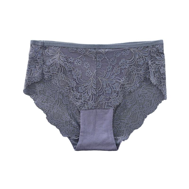 Women's Large Size High Waist Mesh Lace Briefs Breathable Panties