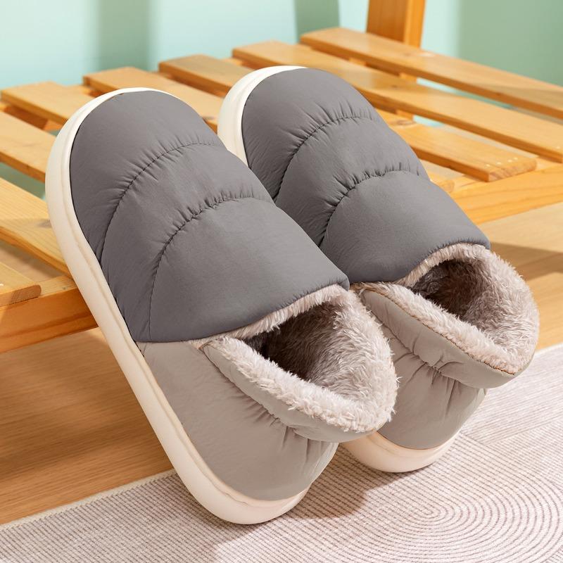 Waterproof Cotton Slippers Men's Indoor Home New Couple Non-slip Warm Bag and Down Cloth Cotton Drag Women's Winter