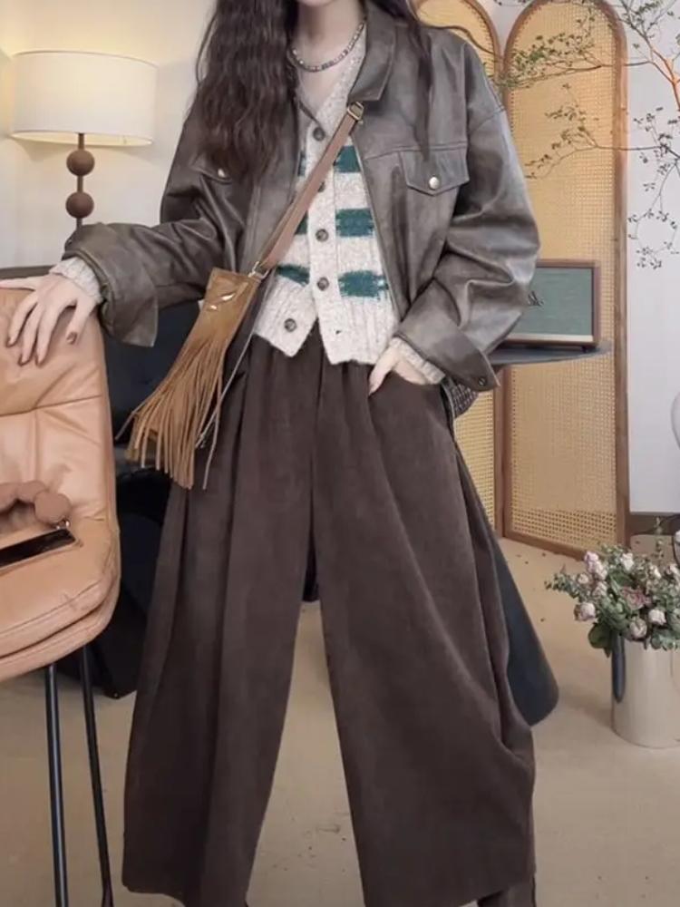 Vintage Solide Elastische Taille Haremshose Damenmode Schlichtheit Tasche Locker Hohe Taille Hose Lässige Pumphose Damenhose