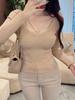 Pure Desire Style V-neck Lace-up Slimming Knitwear for Women - Sexy Autumn Winter Sweater