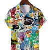 Camisa de manga corta con botones para hombre con estampado de transferencia de calor 3D, estilo casual para vacaciones en la playa y calle
