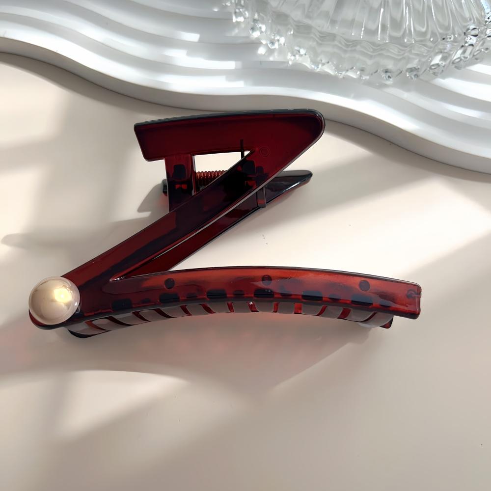 

2025 Новые Искусственные Жемчужные Большие Заколки Для Волос Для Женщин Девочек Густые Волосы Модные Большие Заколки В Форме Z Аксессуары Для Лета темно-красного