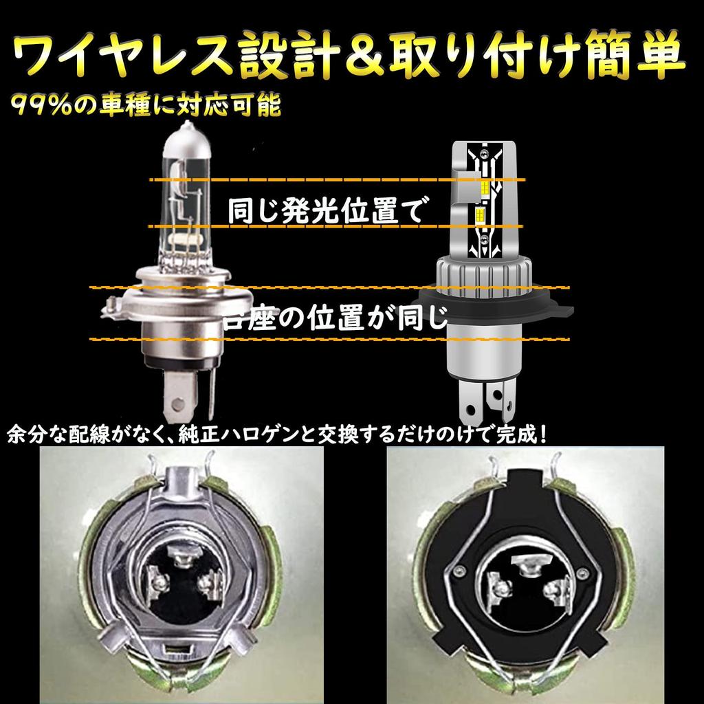 XELORD H4 Hi/Lo LED Headlight, Instant Start, High Brightness, 6000K, White, LED Bulb, For