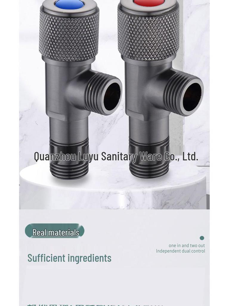 Gun Grey Stainless Steel Three-Way Toilet Water Heater Valve