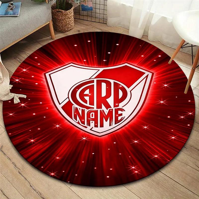 Dragon Crest Custom Name Round Area Rug Carpet Rug For Living Room Bedroom Sofa Playroom Decor Nonslip Floor Mat