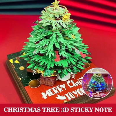 3D Time Piece Calendar, 3D Tear Away Christmas Tree Panoramic Paper Carving Calendar, Creative Desk Calendar LED Light Xmas Gift