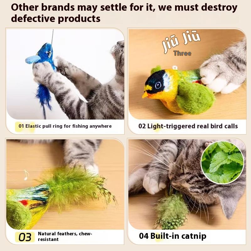 Wholesale Simulated Bird Sound Pet Toys Elastic Hanging Self-Hi Cat Toys Scratch-resistant Kittens Bored Toys