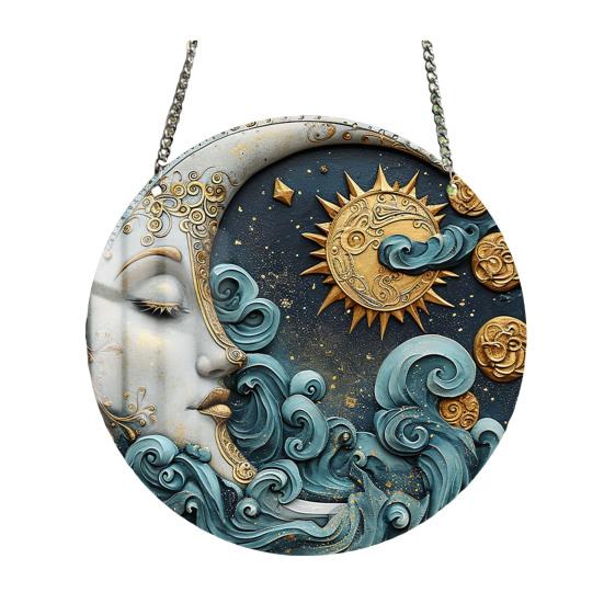 2D Acrylic Star Moon Lantern Suncatcher, Crescent Moon Window Hanging Ornament for Home, Patio, Garden, Ramadan Decor, Housewarming Gifts for Family