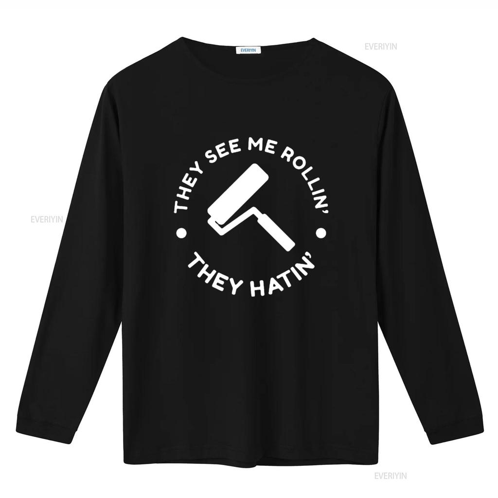 Mens Funny Painting Professional Painter T Shirt They Hatin Black Large vintage Washed Stylish graphic designer clothes