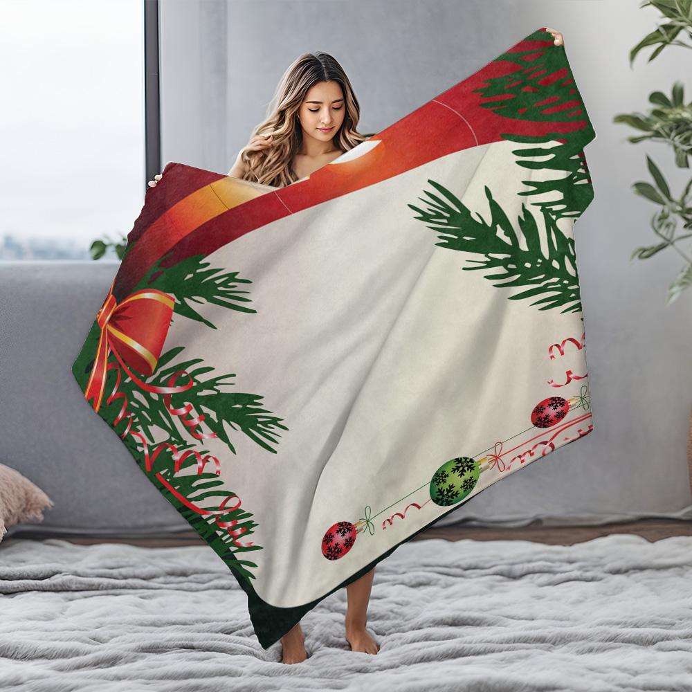 Soft Flannel Throw Blanket Christmas Holiday Decor Cozy Warm Home Bedding Gift Festive Dorm Room Decoration