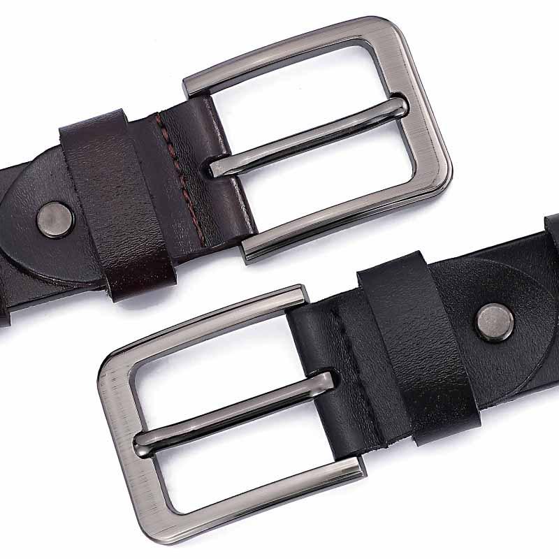 Men's Retro Pin Buckle Leather Belt - Genuine Cowhide, Plus Size