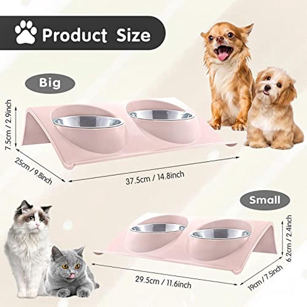 Cat Bowls 2 In 1, Cat Bowls For Food And Water, 15°Bowl Cat Vomiting Bowl For Dogs, Insurance, Trab Prevention, Removable Pet Bowl
