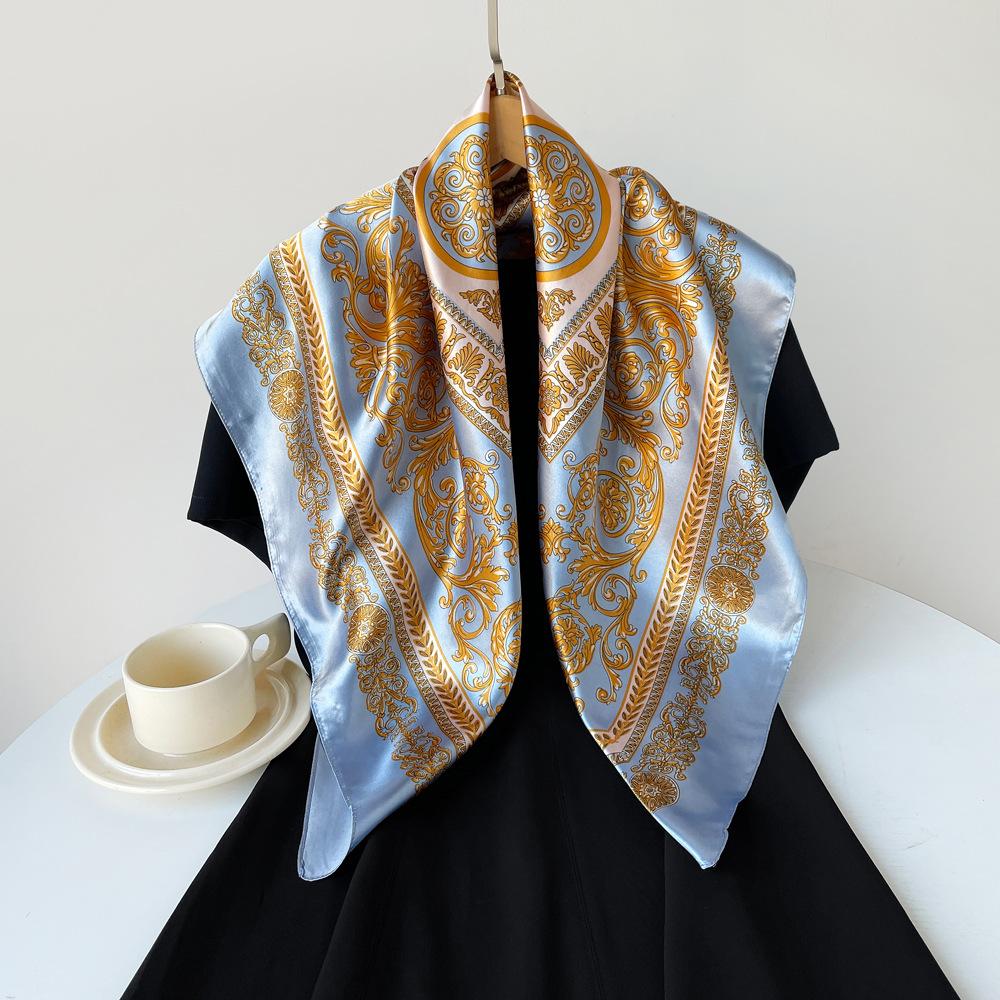 Women's Court-Style Large Scarf: A Fashionable and Versatile Satin Scarf for Wrapping the Head or Wearing As a Wrap