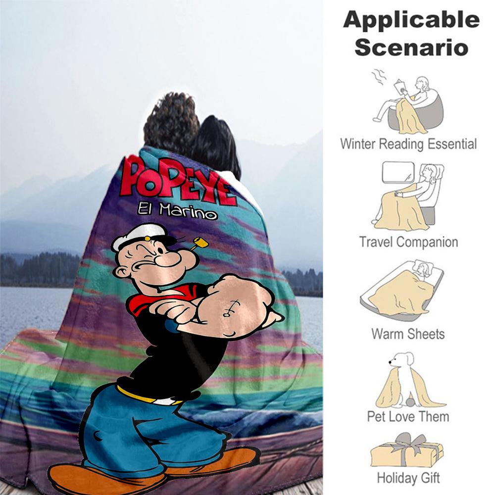 1pc Popeye Sailor Outdoor Blanket Lightweight Flannel, All-Season Use for Sofa, Bed, Travel, Camping, Living Room, Office, Couch027