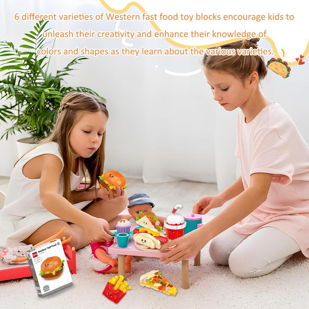 WALWAL Mini Delicious Western Fast Food Block Set  Fun & Creative Micro Blocks for Kids  Perfect for Birthdays, Party Gifts, and Educational Play