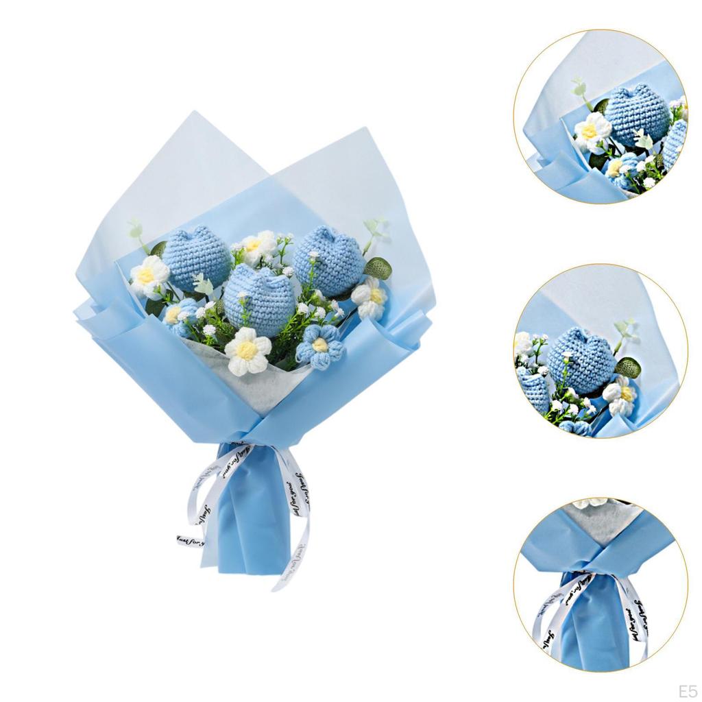 Häkelstrauß Blumenarrangements Künstliches Mittelstück Tischdekoration Handgefertigt Gestrickt