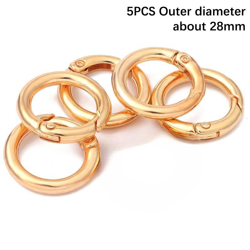 5Pcs Alloy Spring Openable Keyring Round Spring Snap Hooks Carabiner Keychain Snap Ring Carabiner Diy Keychain Making Supplies