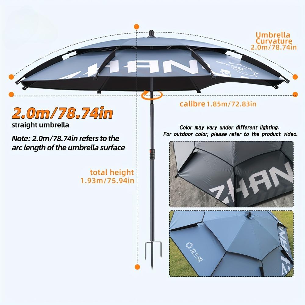 Fishing Beach Patio Umbrella with Anchor Heavy Duty Wind UV Protection with Tilt & Sun Shade Portable for Beach Patio Outdoor