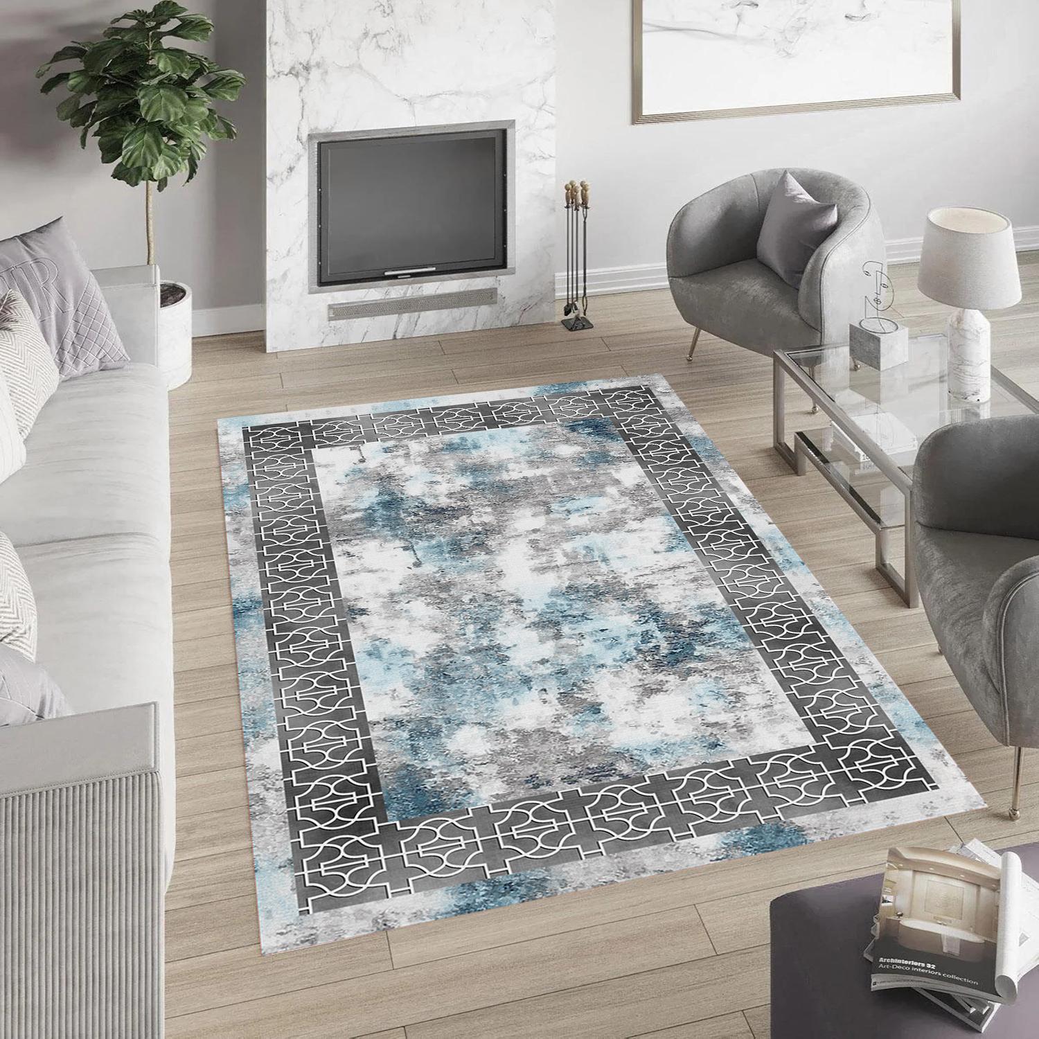 

Rovigo Home Washable Printed Carpet RV005-FNL255 50x80 синий