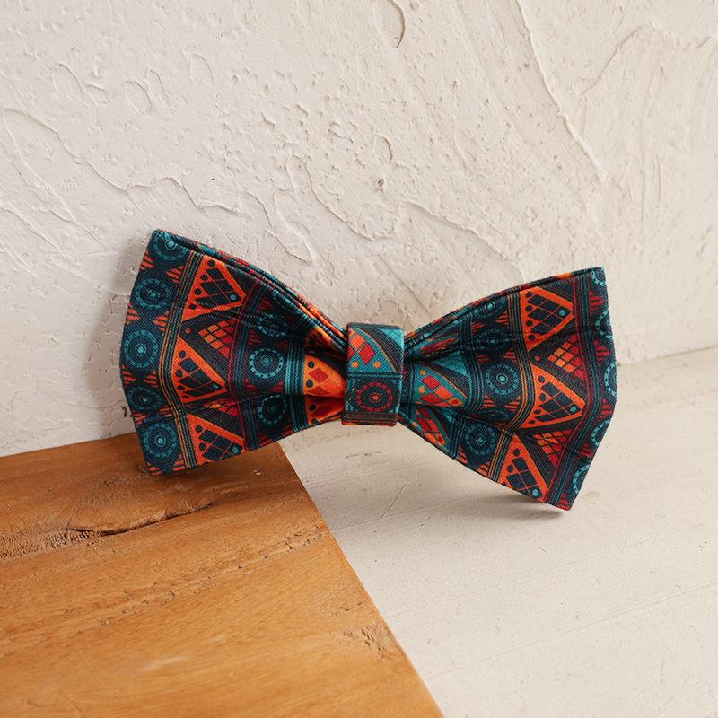 MUTTCO Mayan Treasure Teddy Pet Collar with Bow Tie Ornament S (10*6 CM)