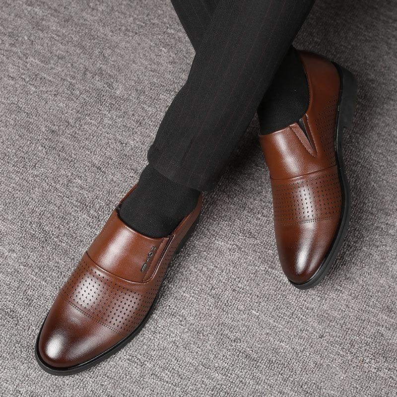 Men's Shoes Classics Business Dress Shoes Breathable Hollowed Out Leather Shoes for Men Casual Driving Shoe Pointed Toe Loafers