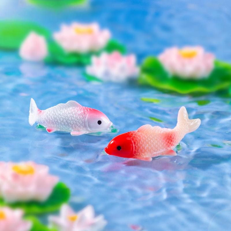 10Pcs DIY Decorative Goldfish Figurines Home Decor Dollhouse Miniature Model Fish Carp Simulation Animals Kids Toys