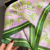 27.5" Green Floral Printed Square Scarf Elegant Thin Satin Decorative Neck Scarf Spring Summer Sunscreen Windproof Headscarf