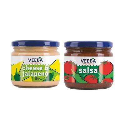 Veeba Cheese & Jalapeno Dip, 300 G & Salsa Dip, 360 G - Pack of 2
